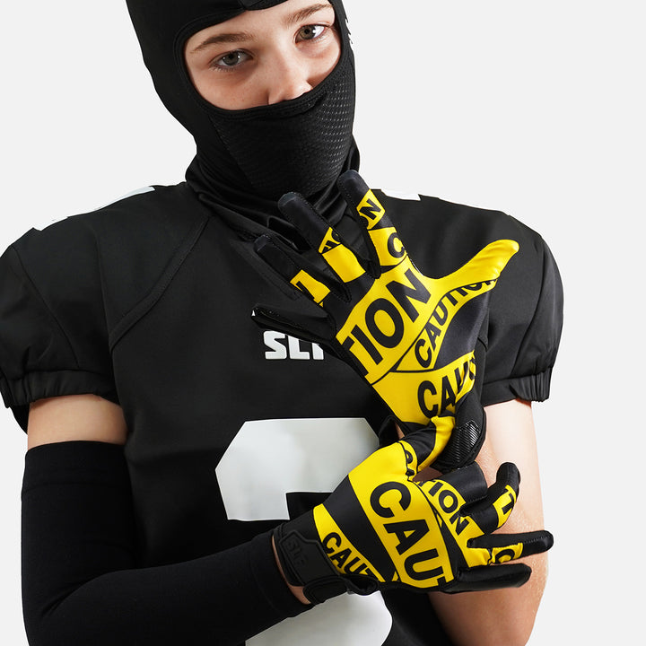 Caution Tape Sticky Kids Football Receiver Gloves