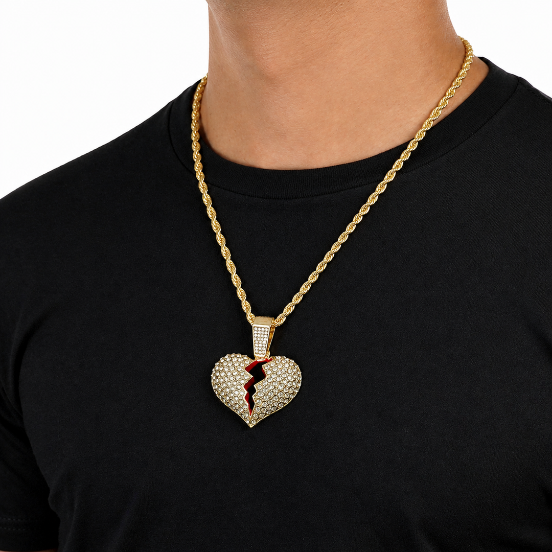 Golden BRKN Emoticon Pendant with Chain Necklace
