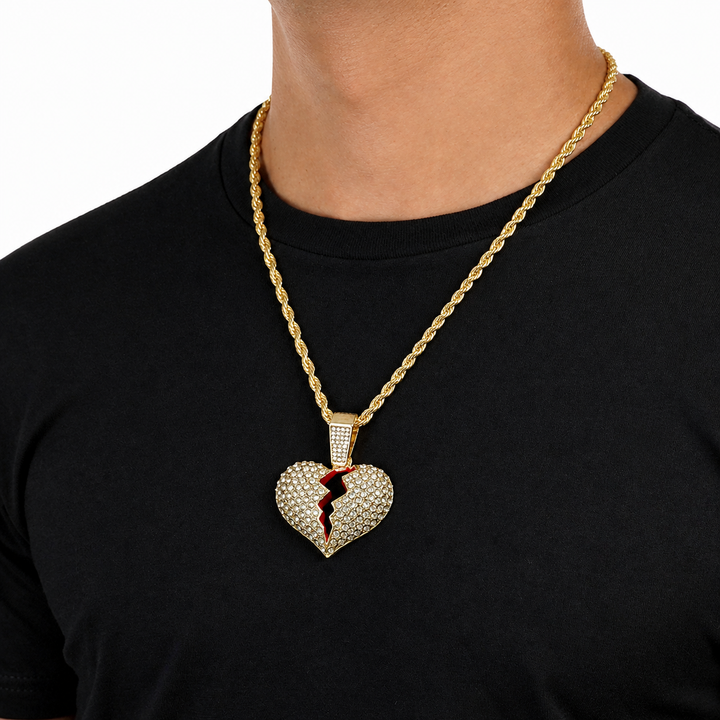 Golden BRKN Emoticon Pendant with Chain Necklace
