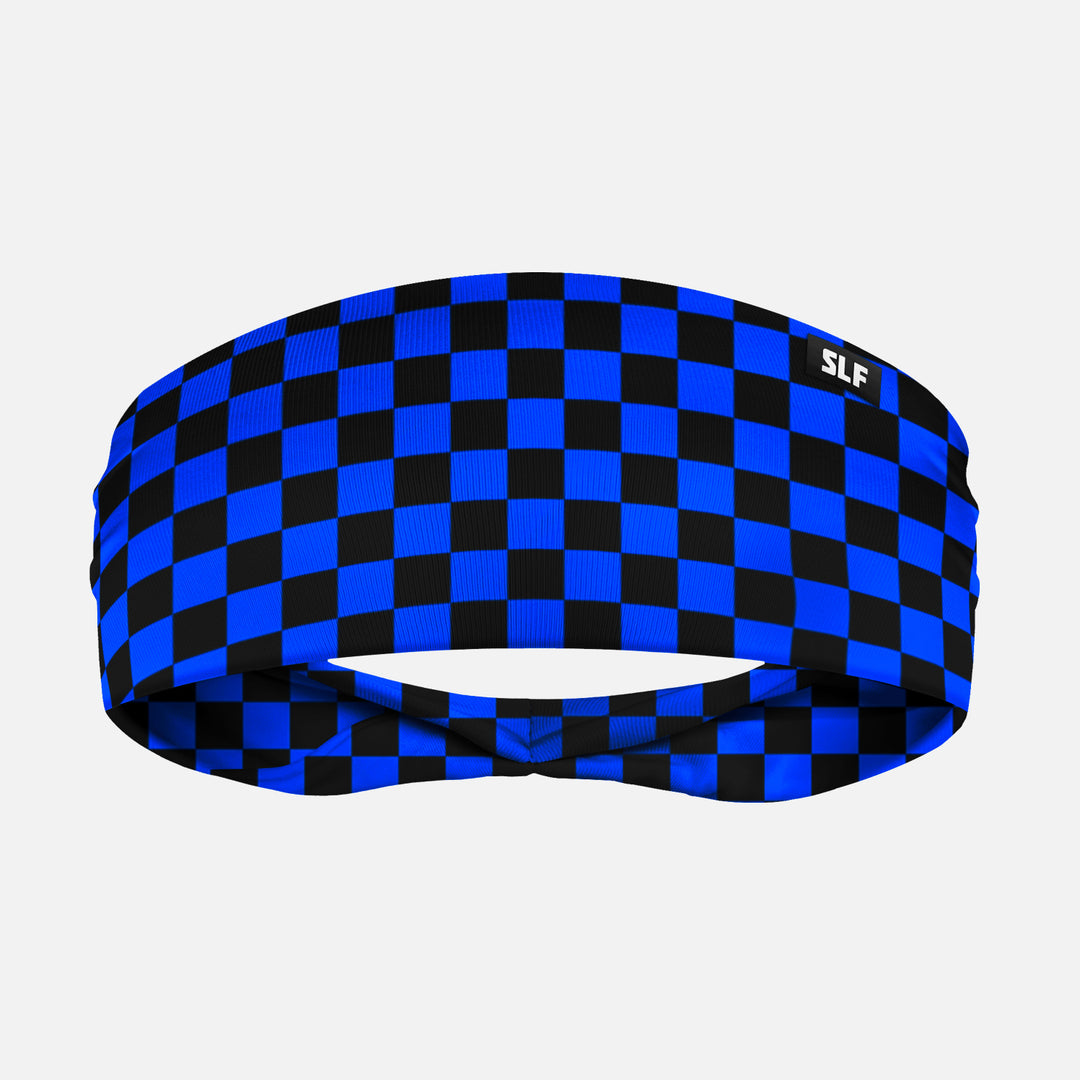Checkered Blue Black Headband