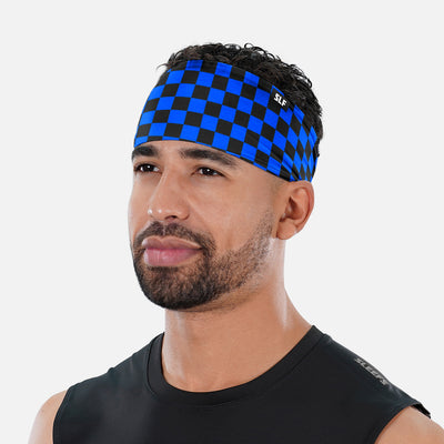 Checkered Blue Black Headband