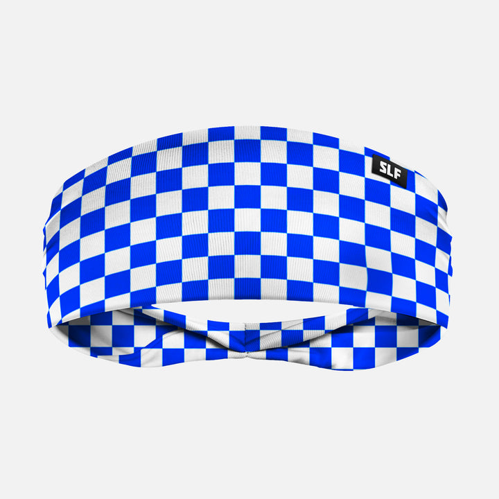 Checkered Blue White Headband