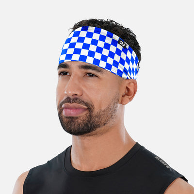 Checkered Blue White Headband