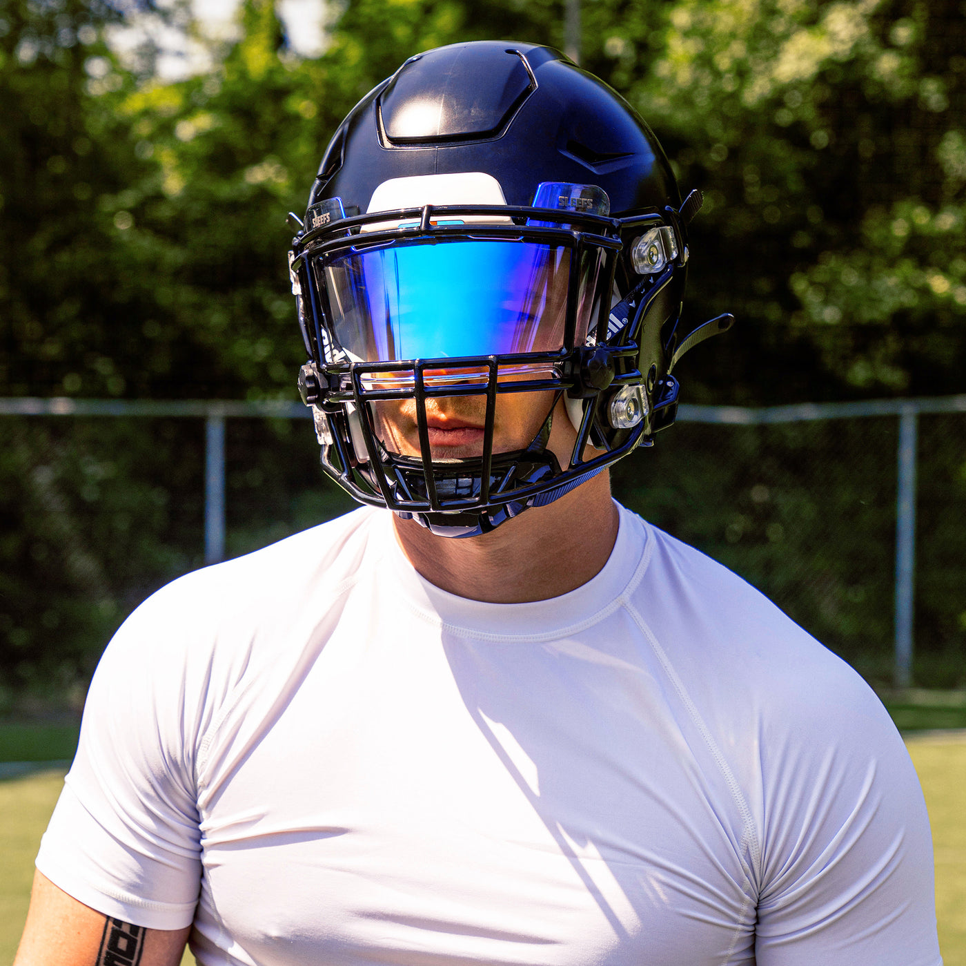 Clear Blue Devil Helmet Eye-Shield Visor