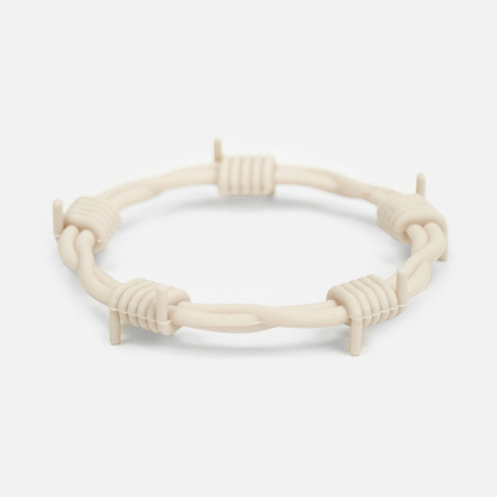 Cream Barbed Wire Silicone Wristband