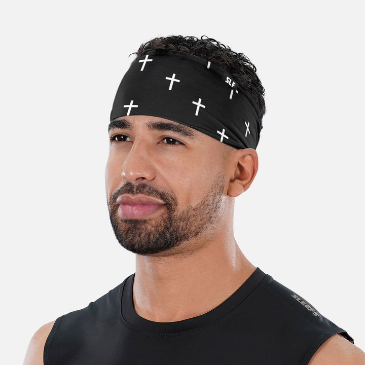 Cross Pattern Black White Headband