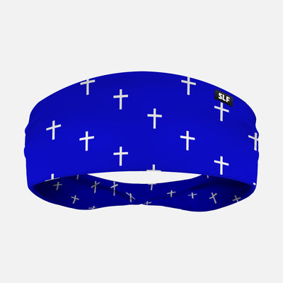 Cross Pattern Blue White Headband
