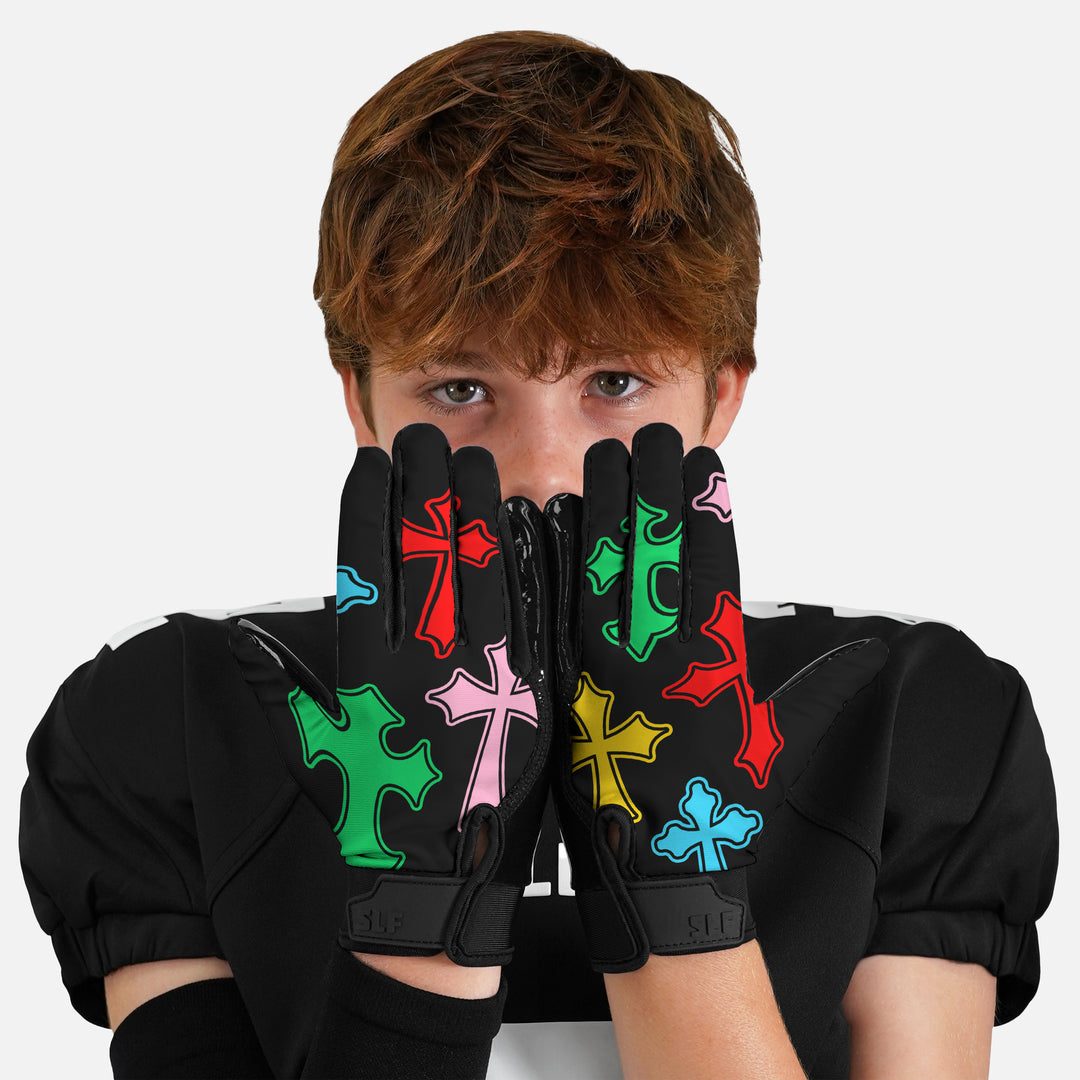 Crosses Chroma Sticky Kids Football Receiver Gloves