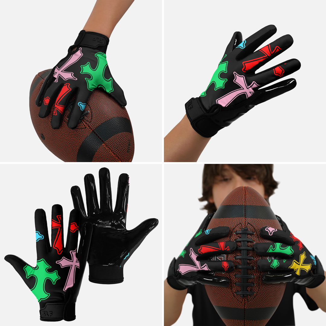 Crosses Chroma Sticky Kids Football Receiver Gloves