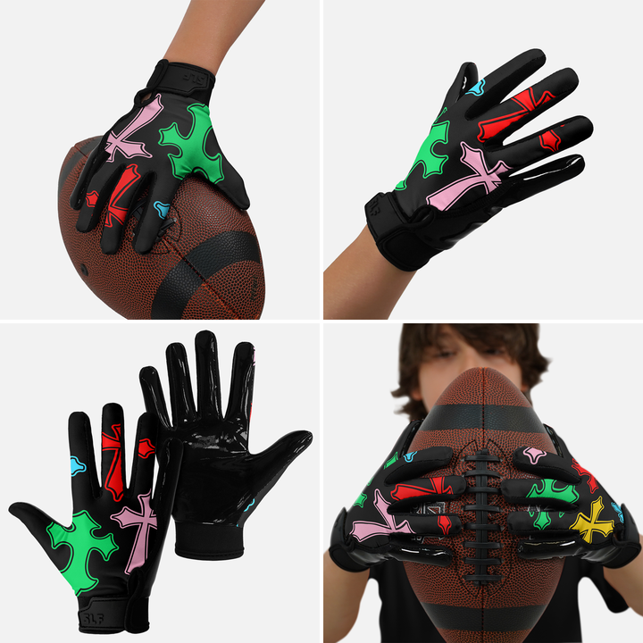 Crosses Chroma Sticky Kids Football Receiver Gloves