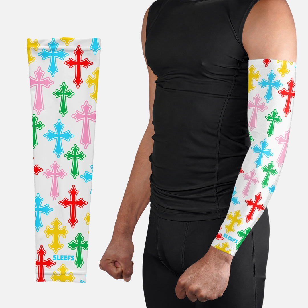Crosses Chroma Pattern White Arm Sleeve