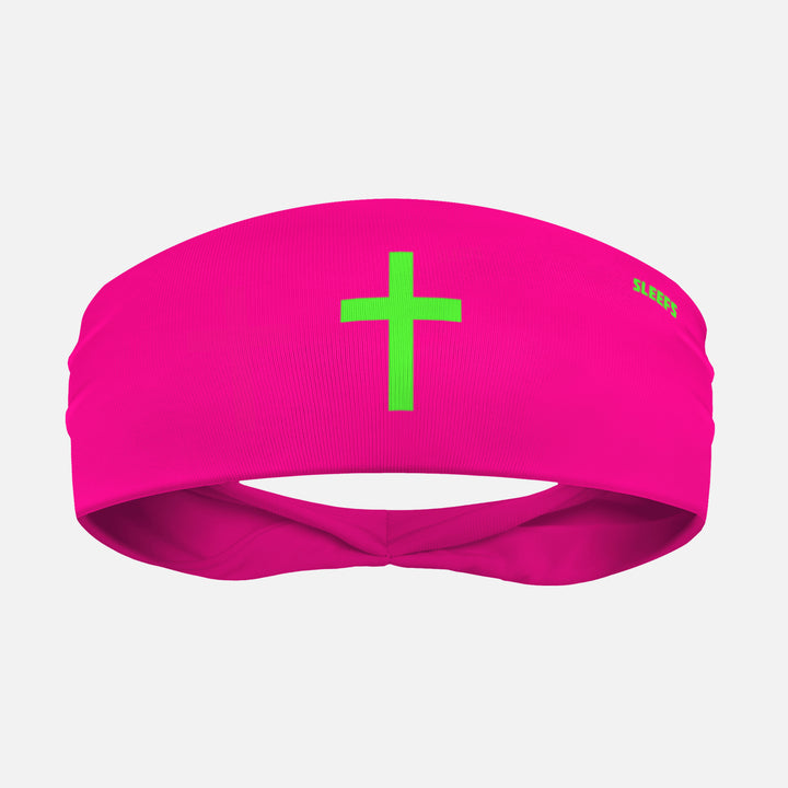 Faith Cross Hyper Pink Headband