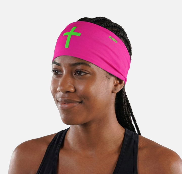 Faith Cross Hyper Pink Headband