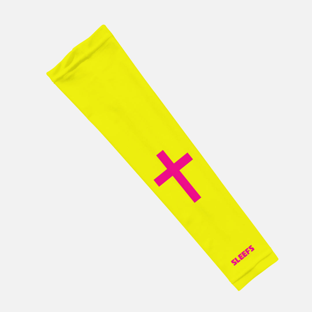 Faith Cross Volt Yellow Kids Arm Sleeve