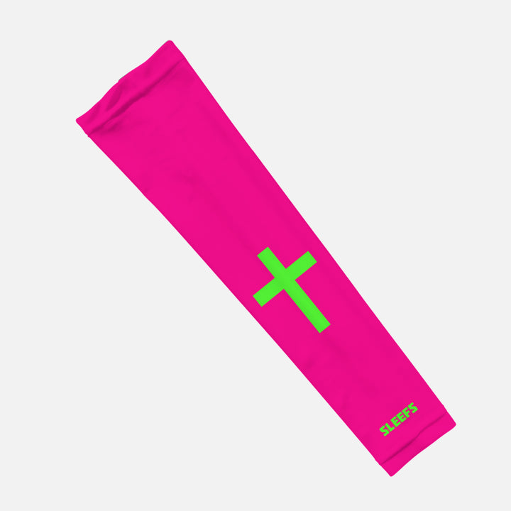 Faith Cross Hyper Pink Kids Arm Sleeve