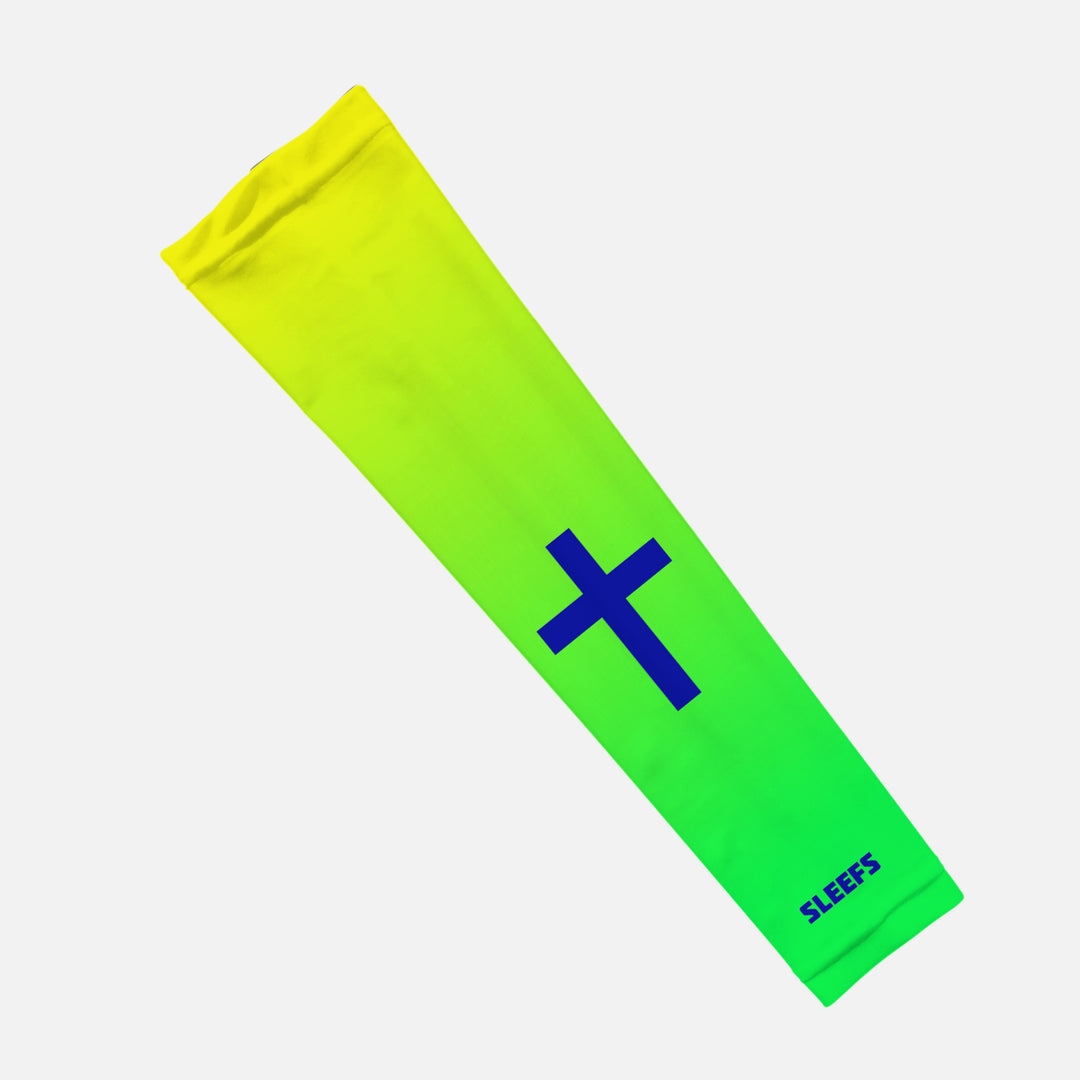 Faith Cross Neon Green Kids Arm Sleeve