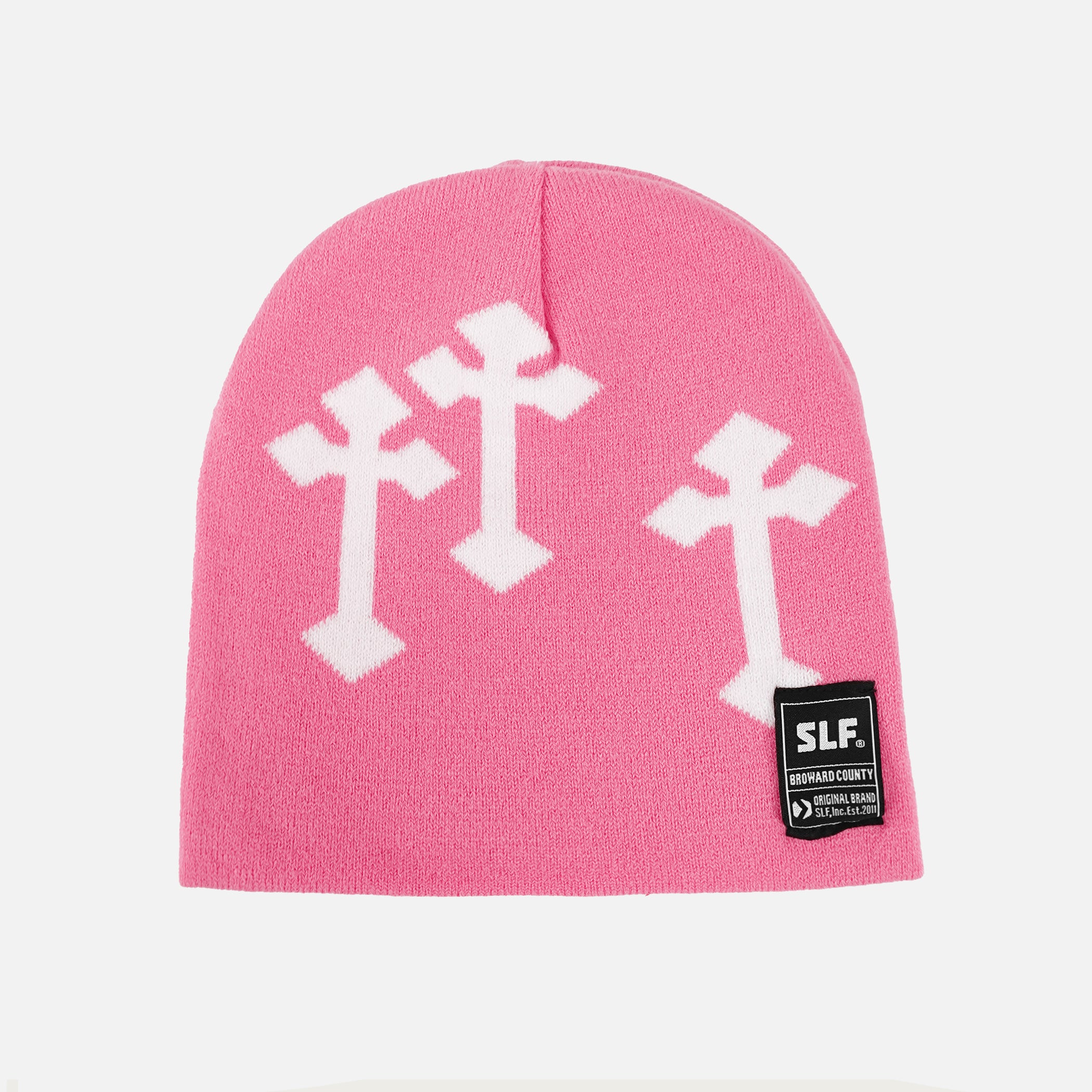 Gothic Cross Pink White Beanie – SLEEFS