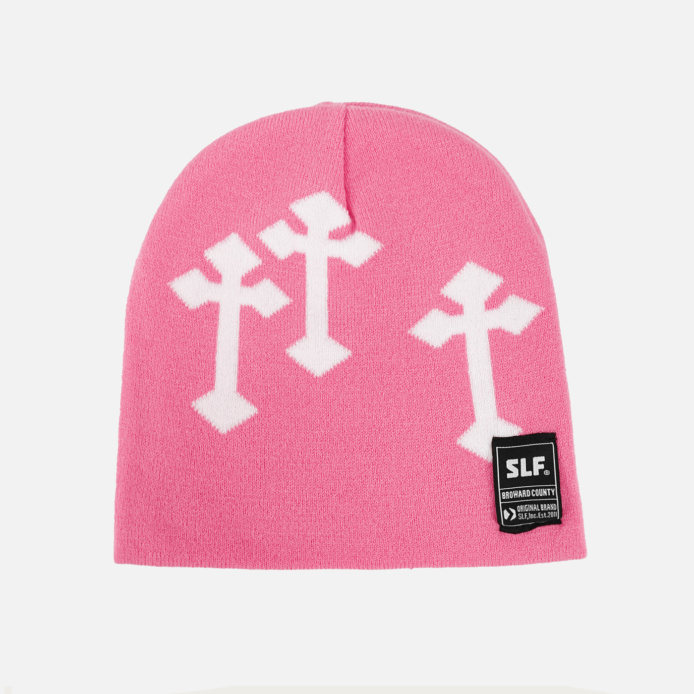 Crosses Pink White Beanie