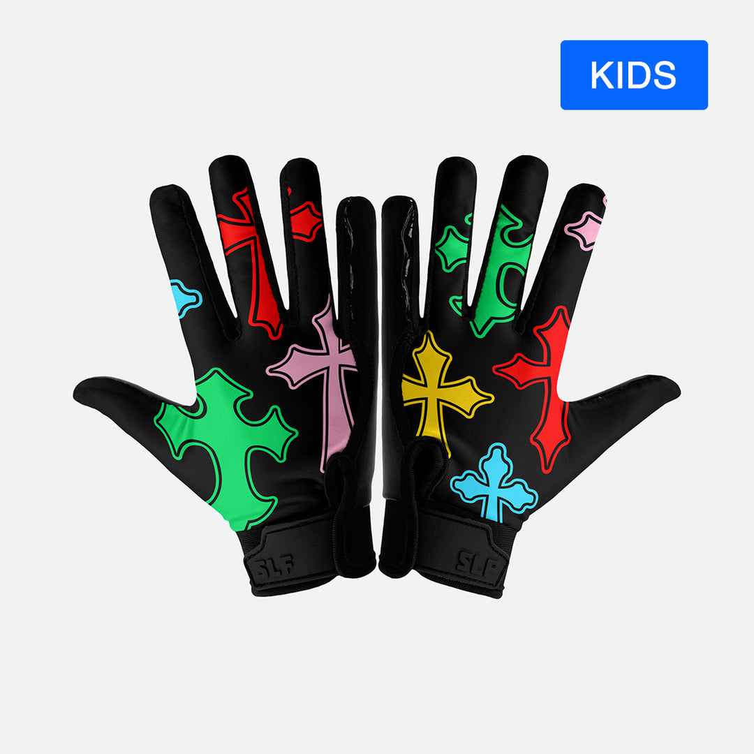 Crosses Chroma Sticky Kids Football Receiver Gloves