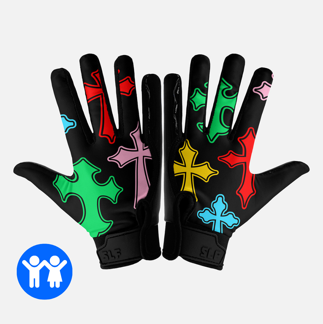 Crosses Chroma Sticky Kids Football Receiver Gloves