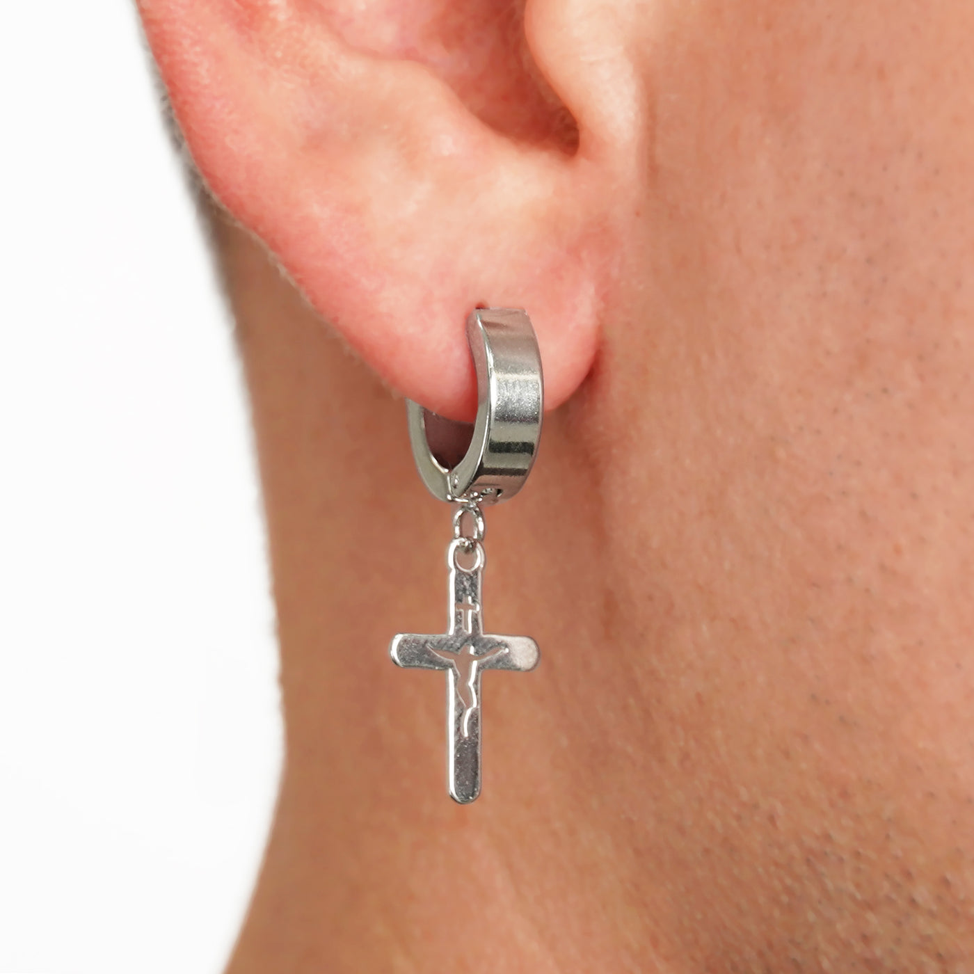 Crucifix Cross Earring - Stainless Steel