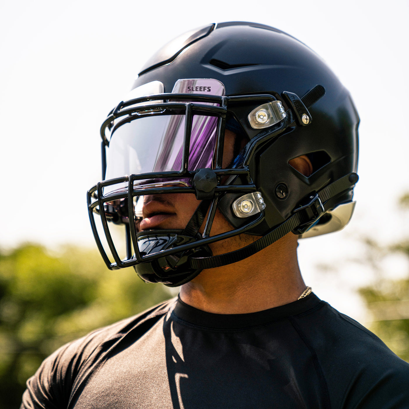 Cyber Purple Machine Silver Helmet Eye-Shield Visor
