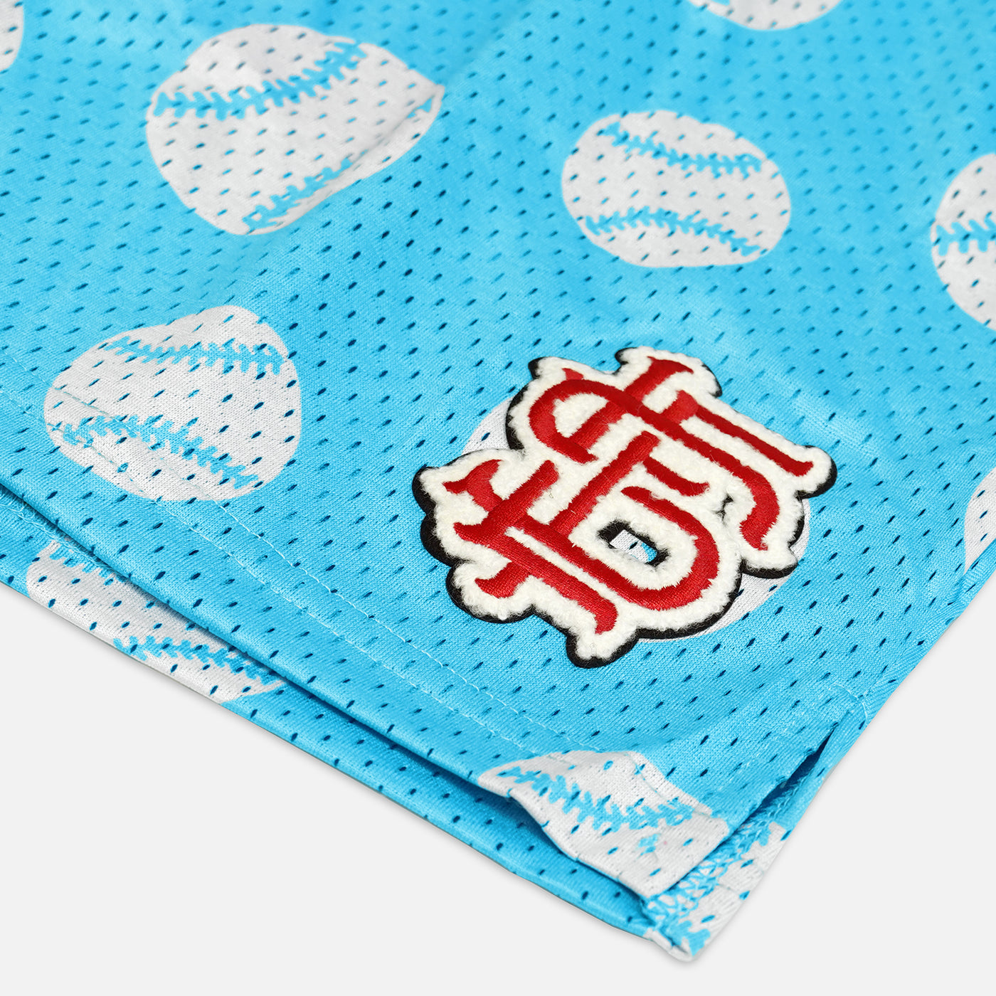 Sky Blue Baseballs Shorts - 5&quot;