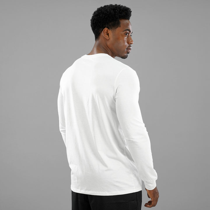 Basic White Dry Fit Cotton/Poly Long Sleeve Tee