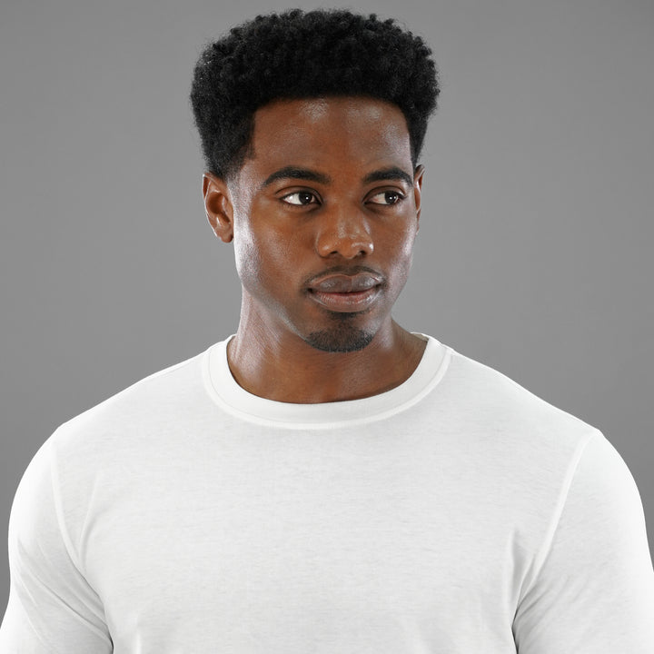 Basic White Dry Fit Cotton/Poly Long Sleeve Tee