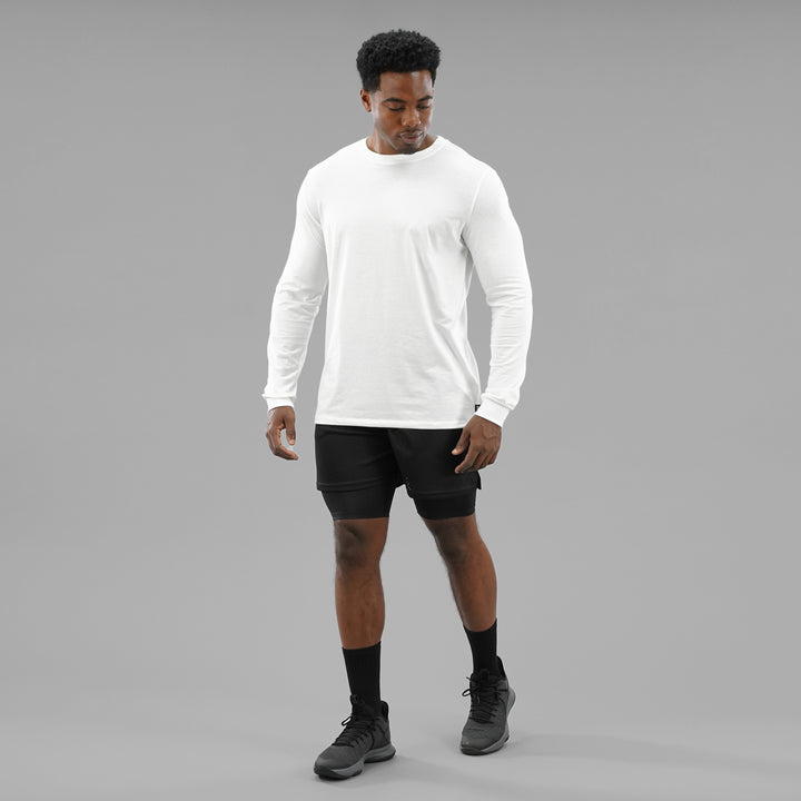 Basic White Dry Fit Cotton/Poly Long Sleeve Tee