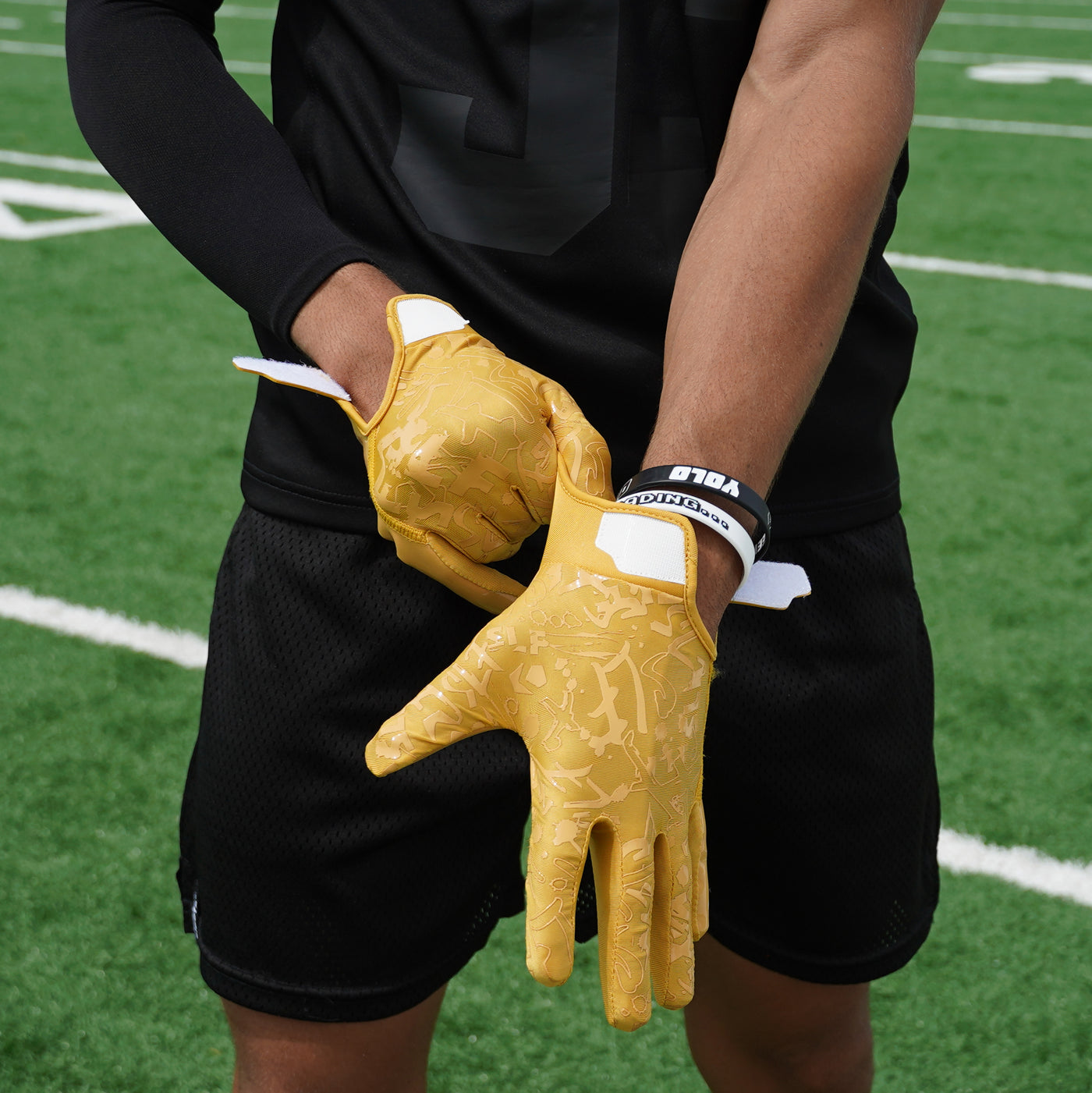Hue Gold Sticky Football Receiver Gloves