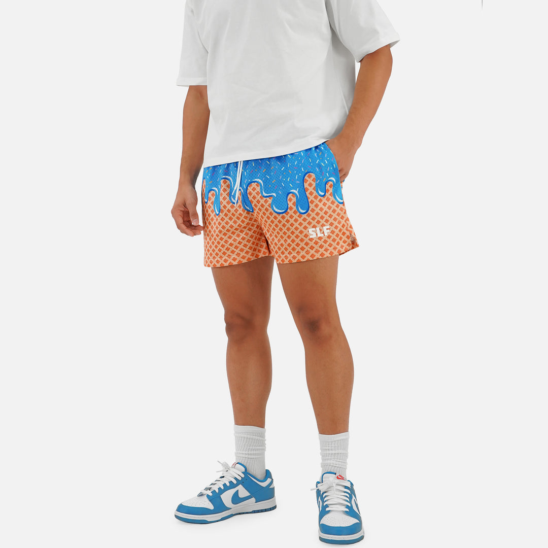 Ice Cream Cone Light Blue Shorts - 5"