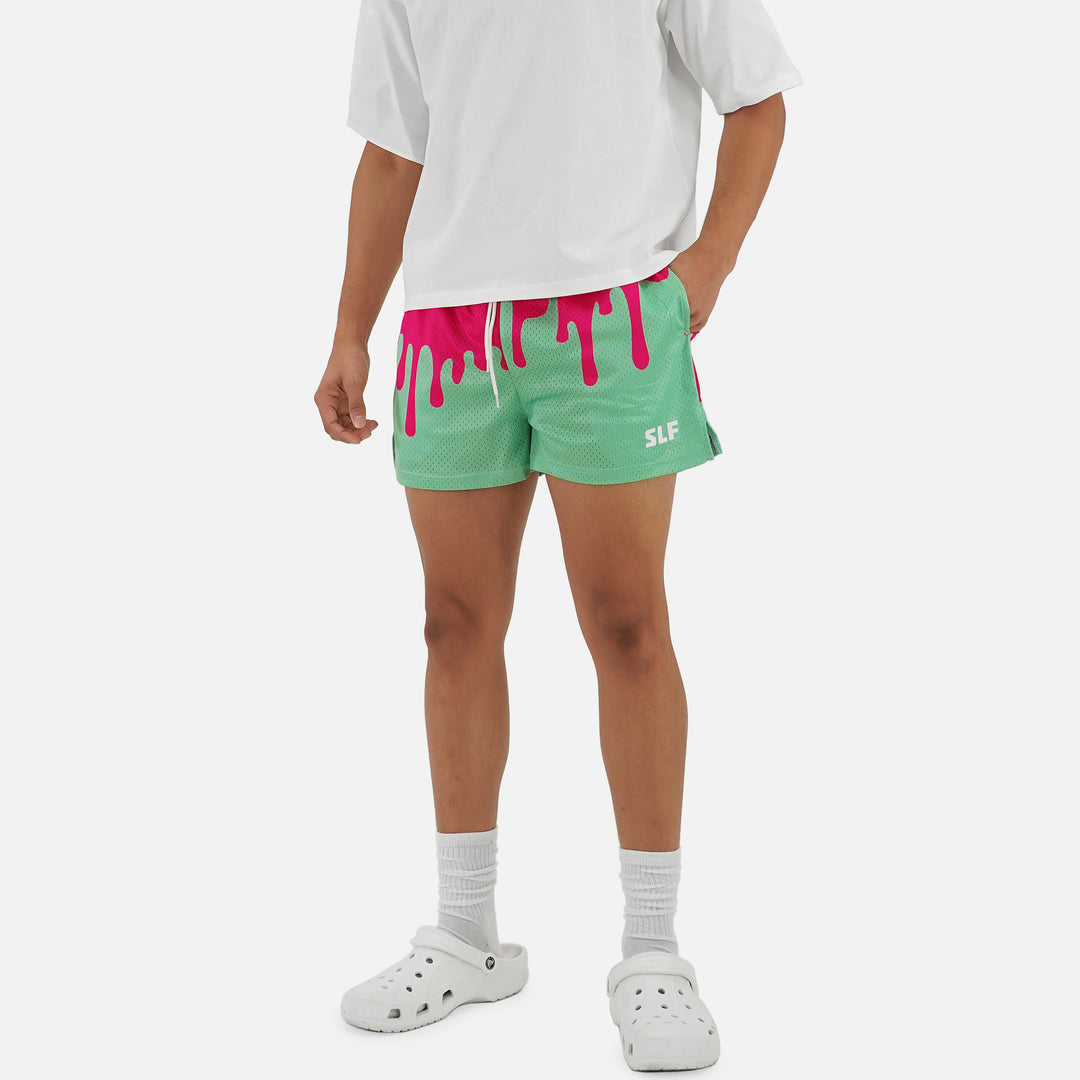 Neon Drip Magenta Aquamarine Shorts - 5"