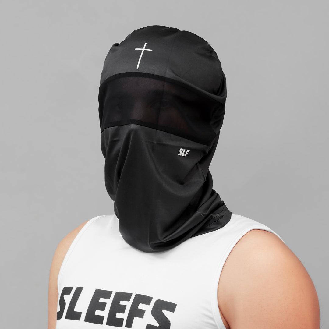 Faith Cross Black Head Bag Mask