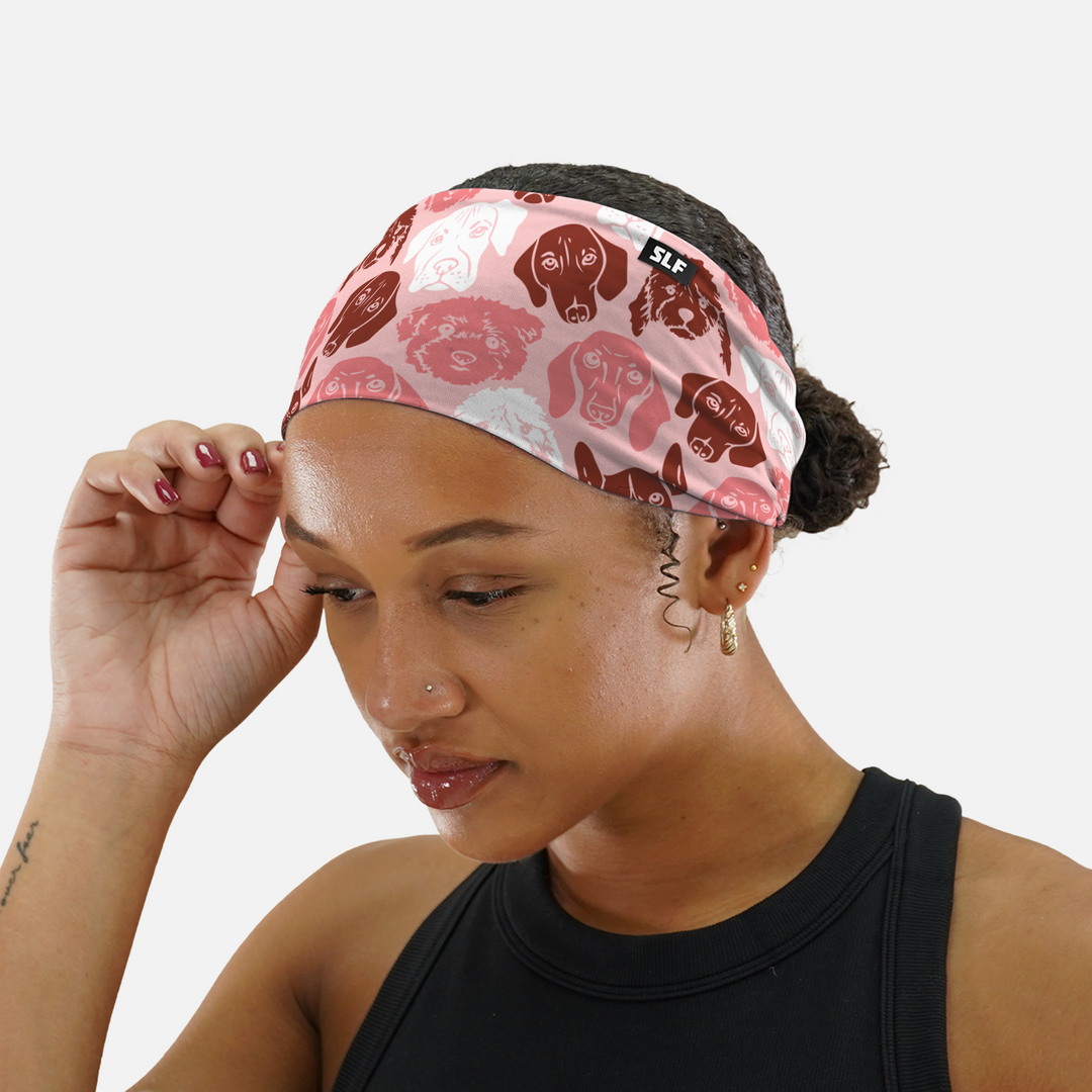 Dogs Faces Coral Headband