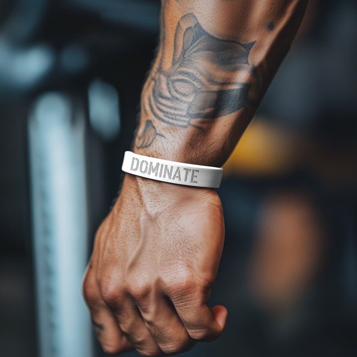 Dominate White Motivational Wristband