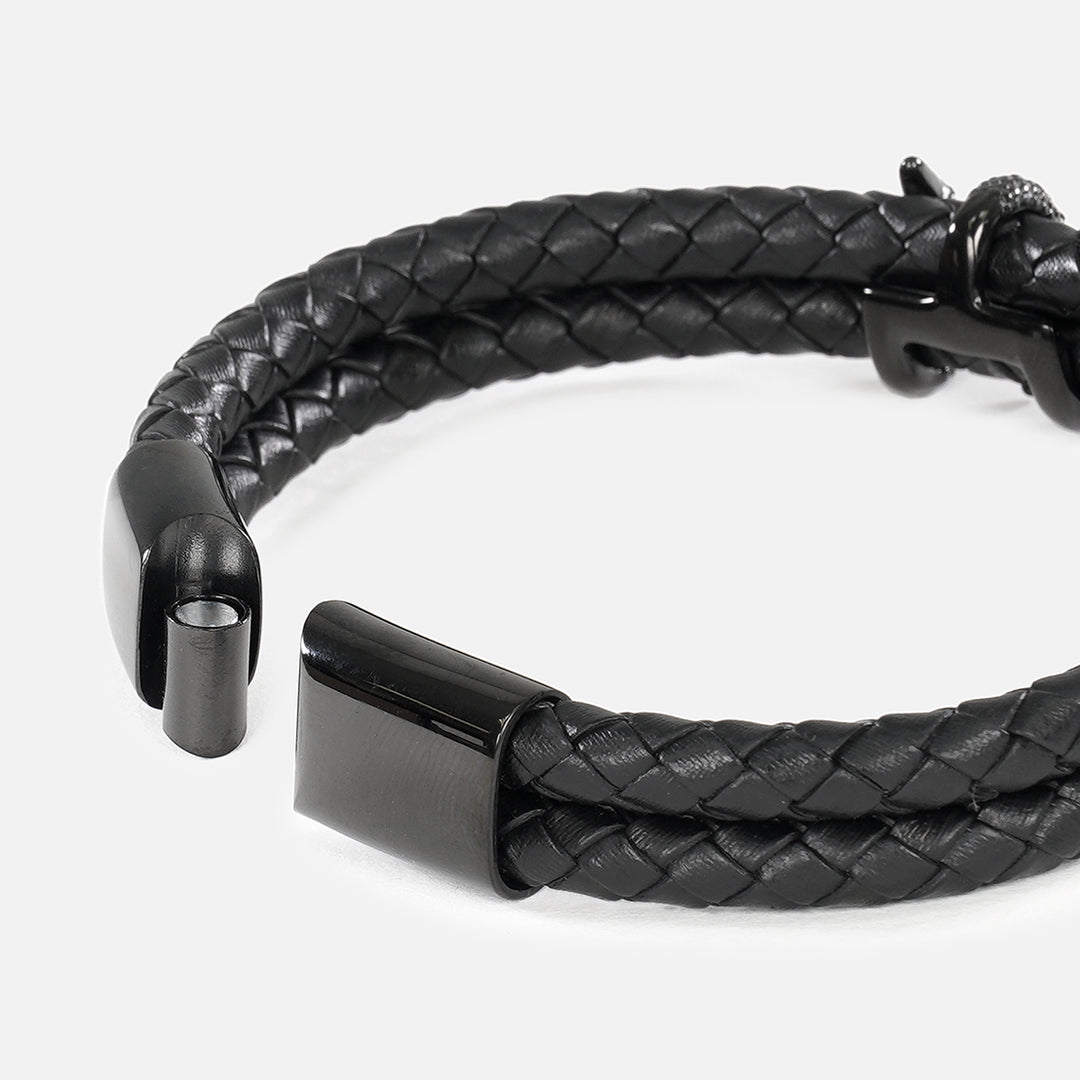 Double Black Dragon Claws Leather Bracelet