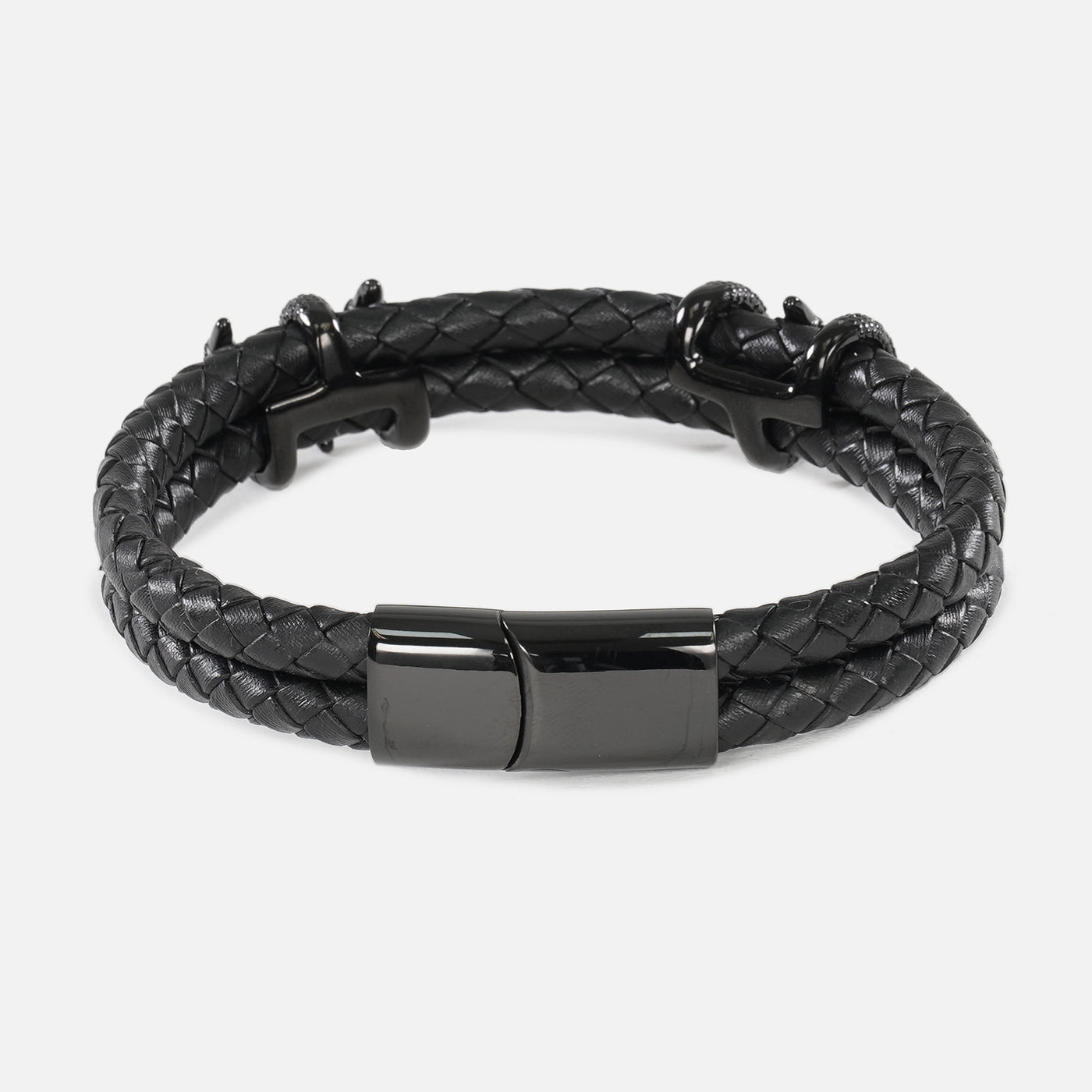 Double Black Dragon Claws Leather Bracelet
