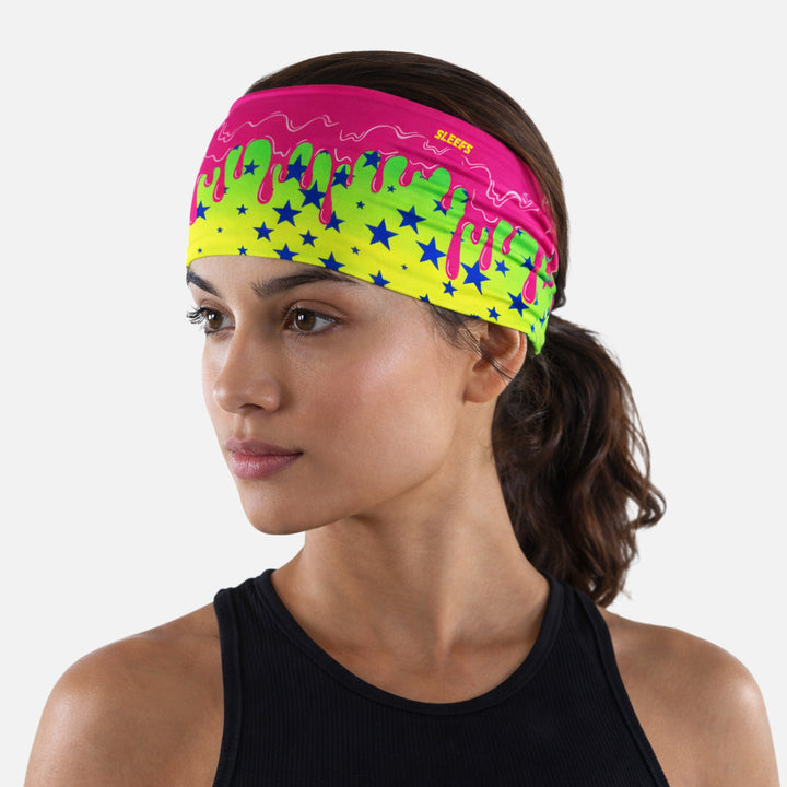 Neon Lime Stars Drip Headband