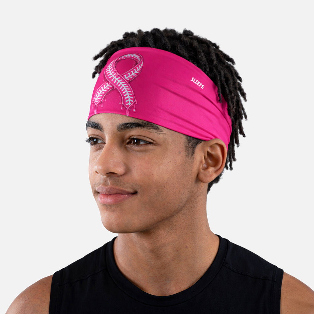 Pink Ribbon Drip Baseball Headband