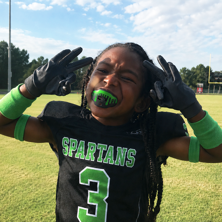 Drip Radioactive Green Kids Soft Football Mouthguard