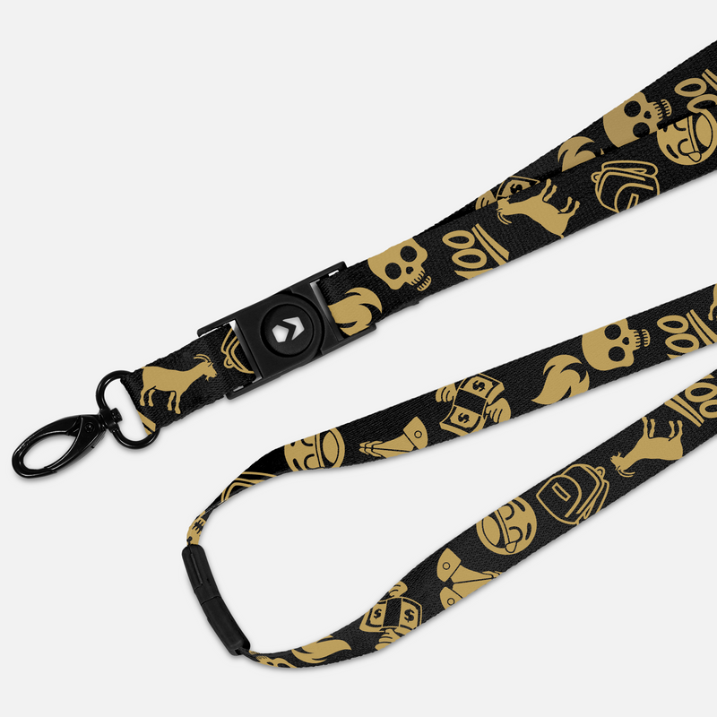 Emoticons Gold Lanyard