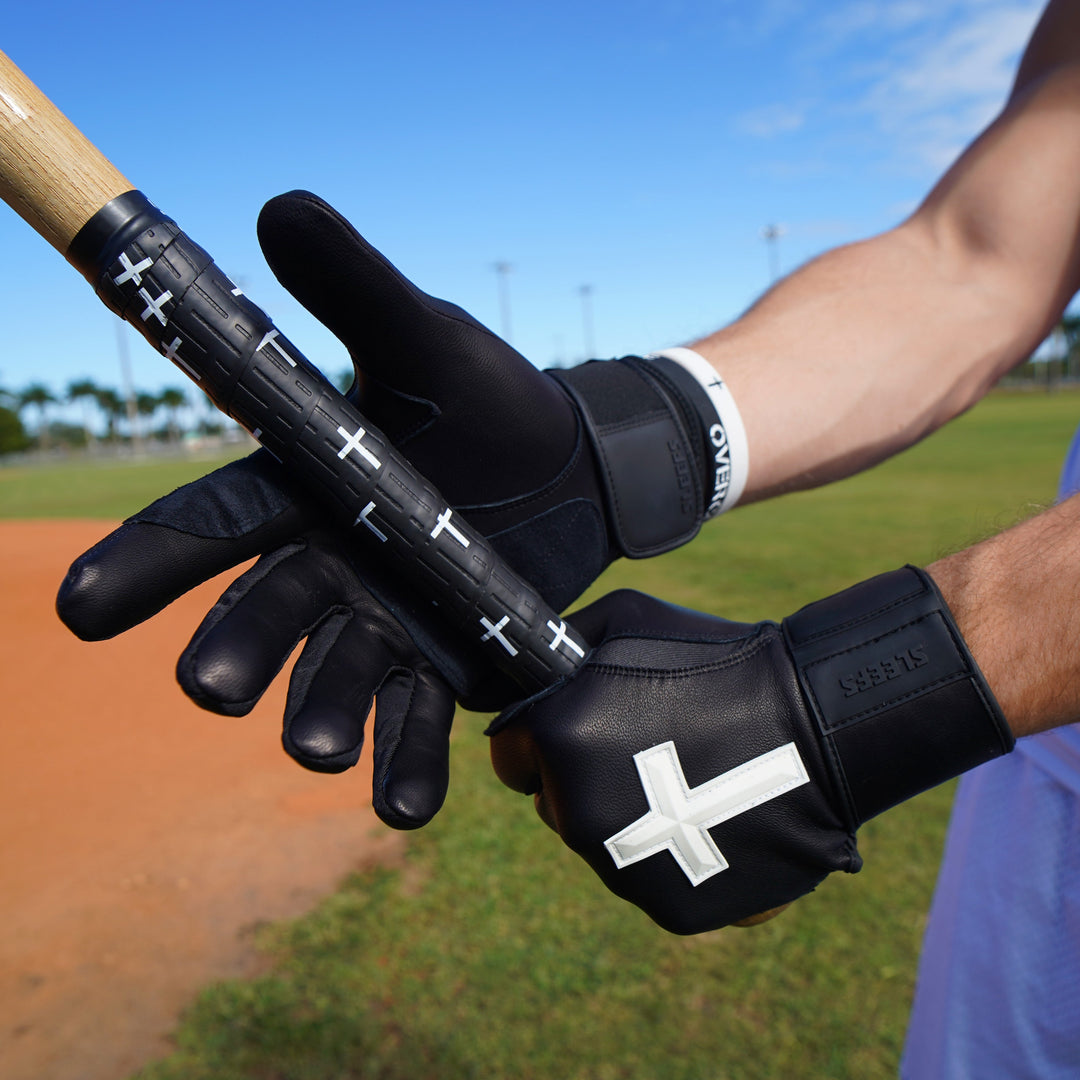 White + Black Faith Cross Baseball Batting Gloves Bundle