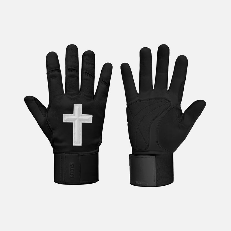 Faith Cross Black Kids Baseball Batting Gloves