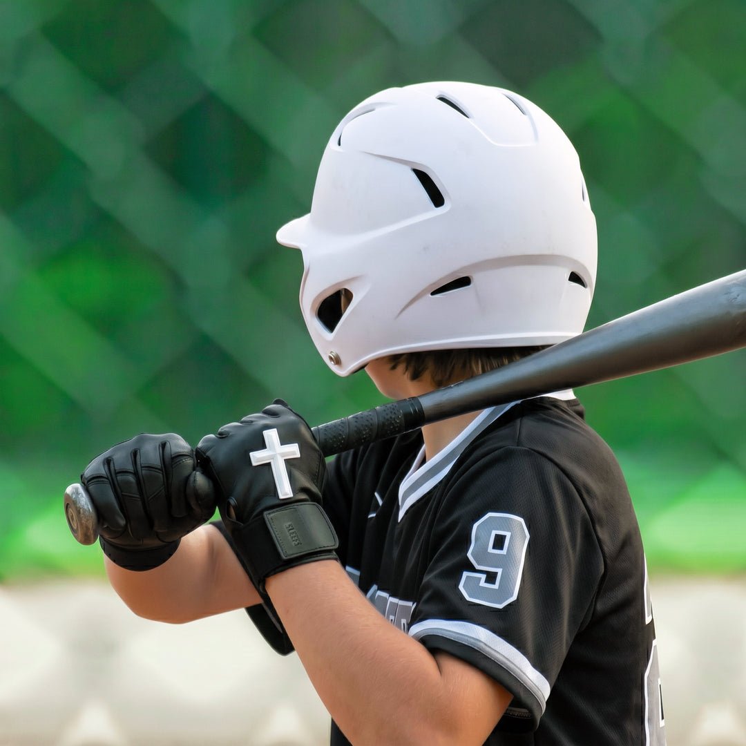 Faith Cross Black Kids Baseball Batting Gloves