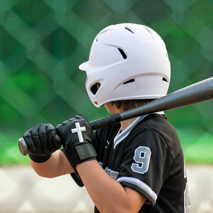 Faith Cross Black Kids Baseball Batting Gloves