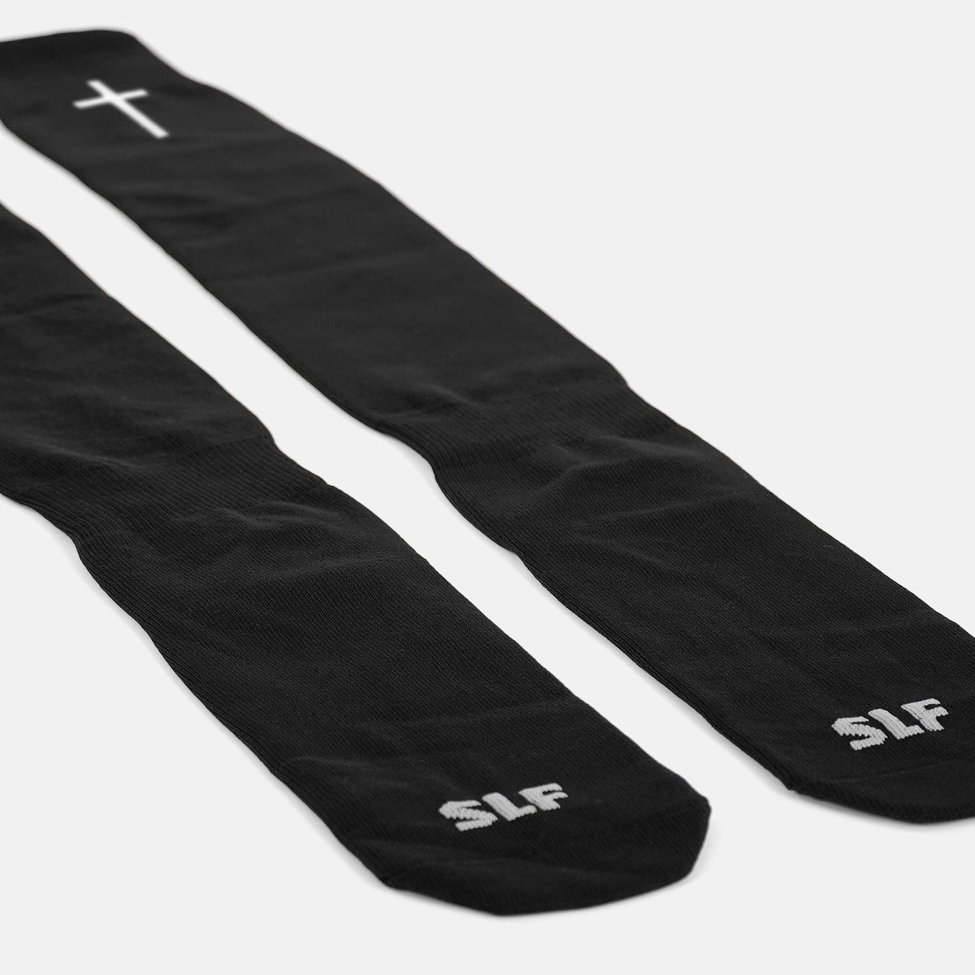 Faith Cross Black Long Scrunchie Socks