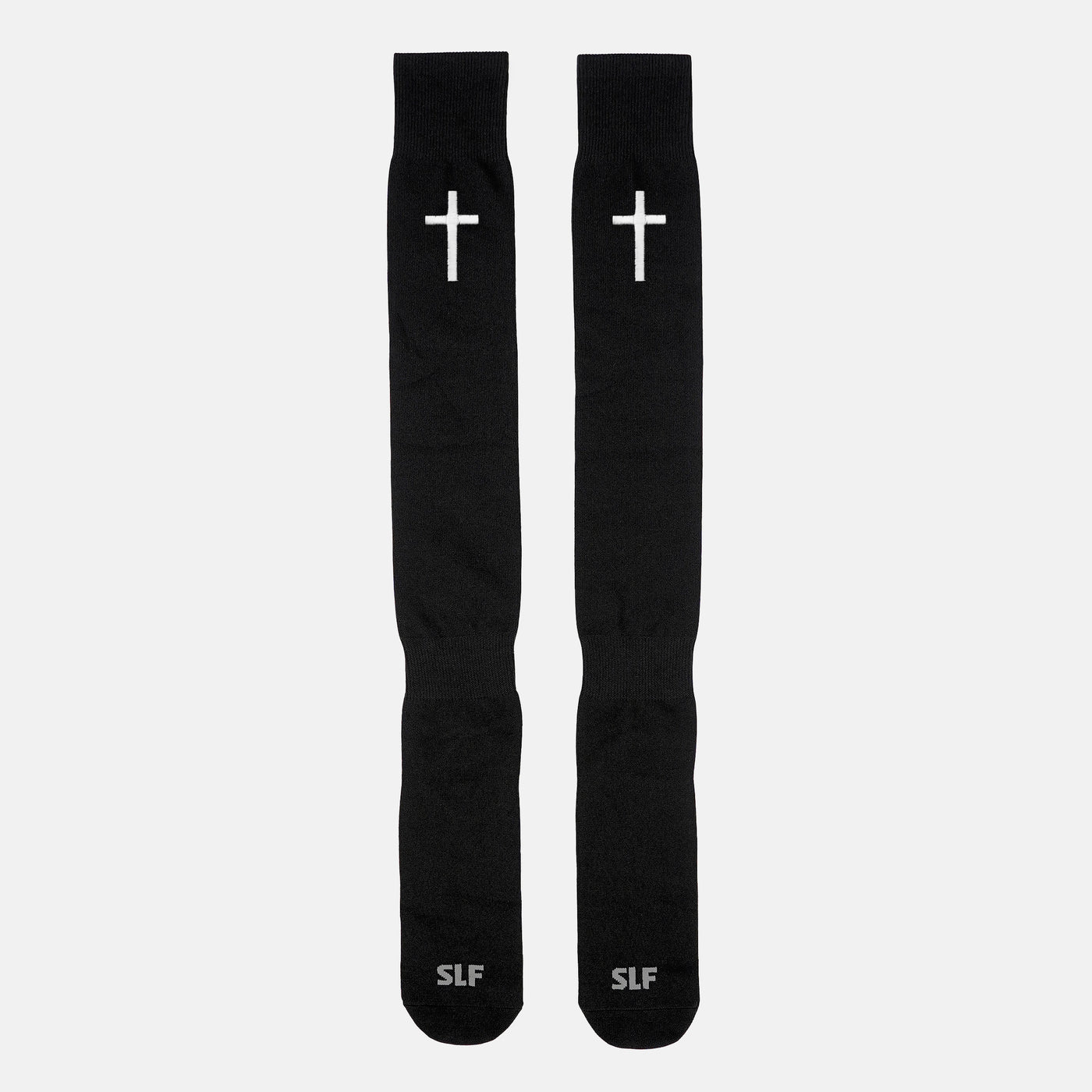 Faith Cross Black Long Scrunchie Socks