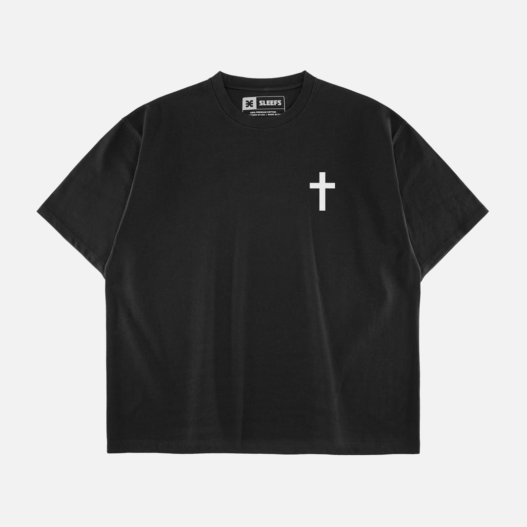 Faith Cross Black Oversized Premium T-Shirt