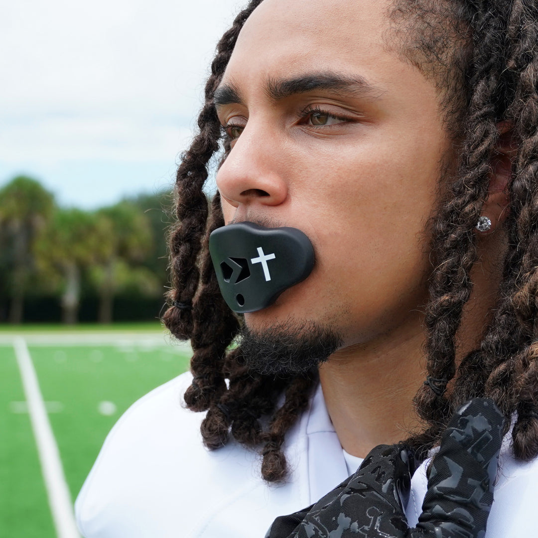 Faith Cross Black Soft Football Mouthguard